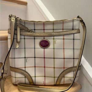 Coach Plaid Crossbody Bag with Gold Accents